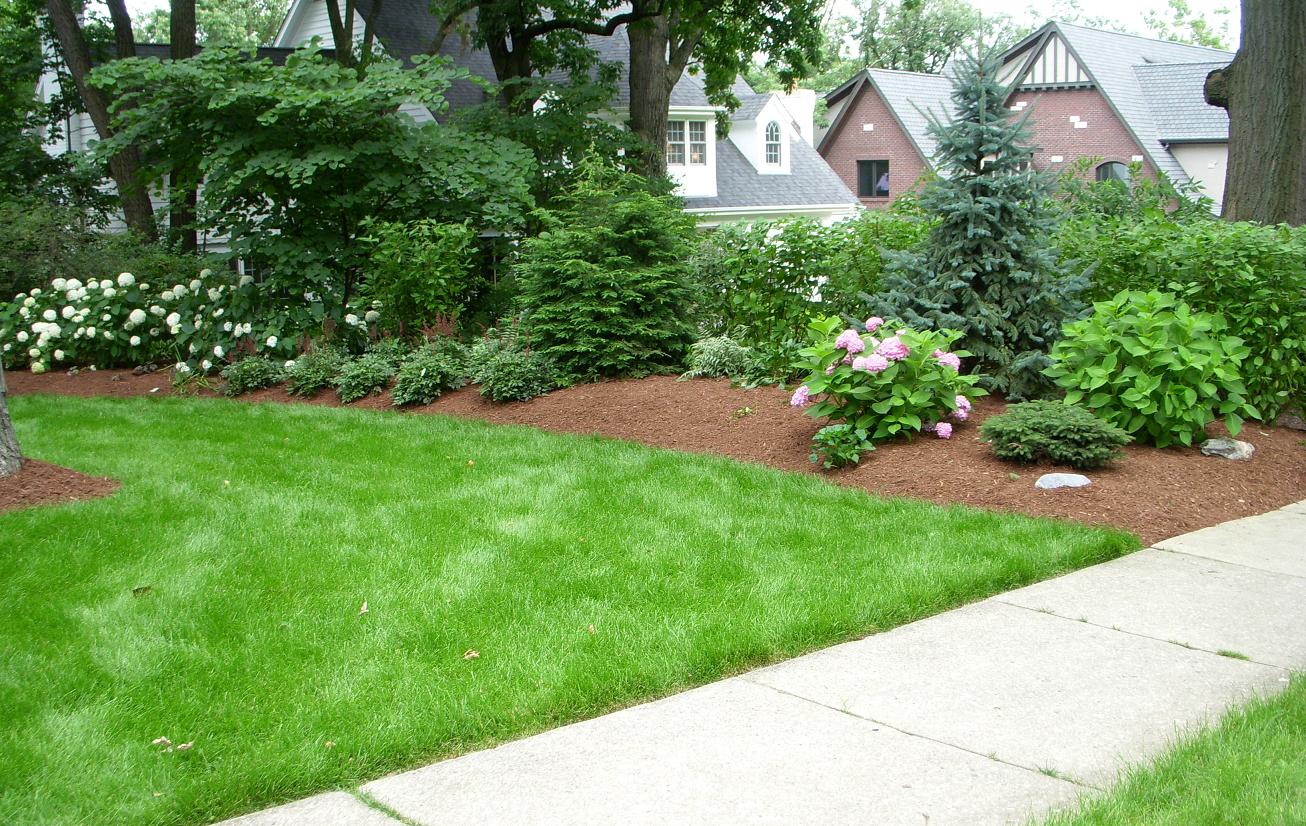 Pre-pay discounts for seasonal lawn care services help maintain a beautiful, well-kept lawn in front of a suburban home throughout the growing season.